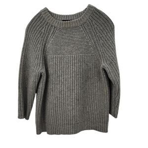 J. CREW Heavy Chunky Knit Wool Sweater 3/4 Length Sleeve Size XS Grey